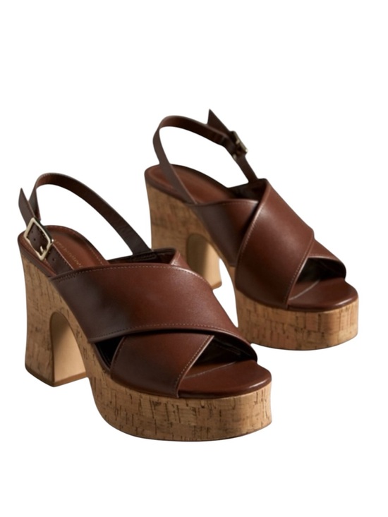 Anthropologie Shoes - ANTHROPOLOGIE NWT Brown Cross Strap platform Sandals in Sz 8